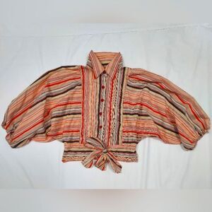 Striped Multicolor Blouse with Puff Sleeves